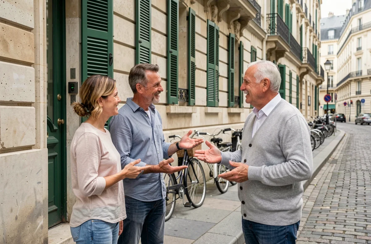 Couple négociant directement avec un propriétaire privé sans passer par une agence immobilière