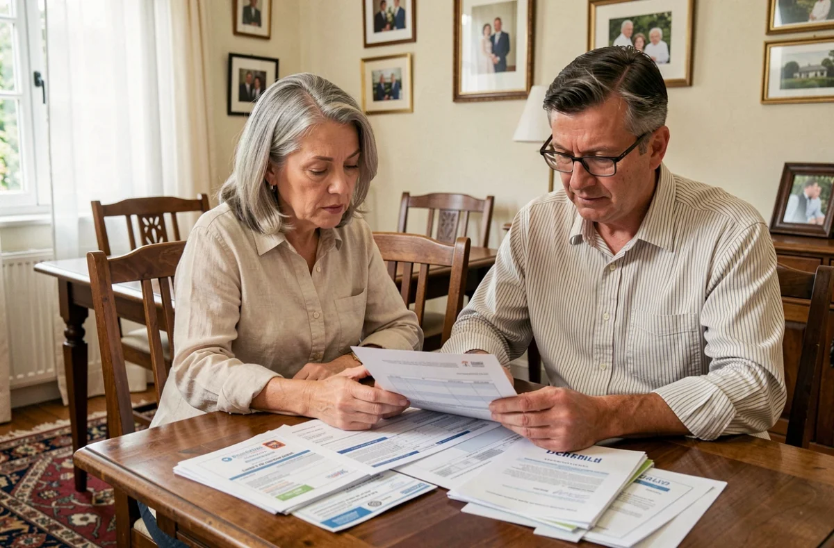 Couple vérifiant leurs justificatifs de résidence principale pour leur déclaration aux impôts