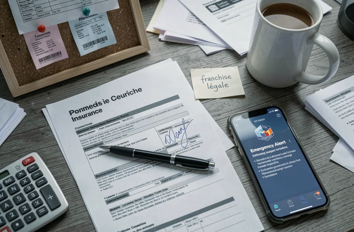 Documents d'assurance habitation avec calcul de franchise en cas de catastrophe naturelle