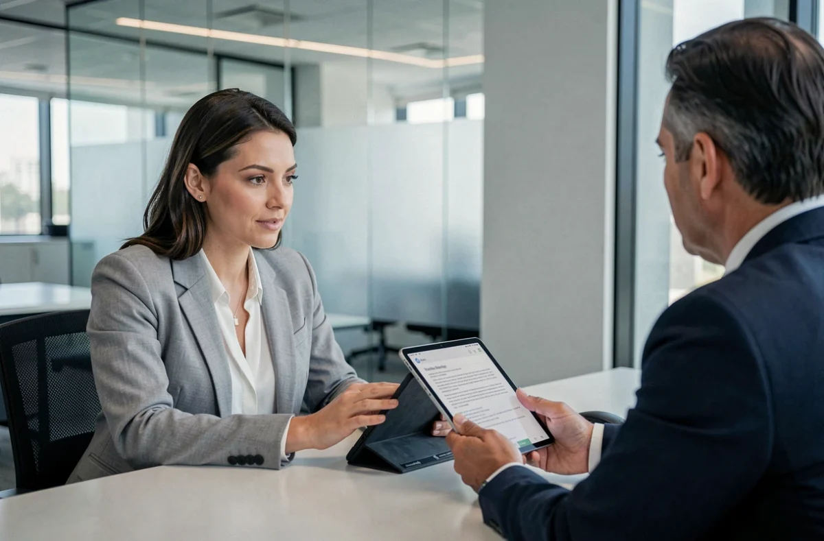 Femme en rendez-vous avec un conseiller bancaire pour renégocier les mensualités de son prêt immobilier