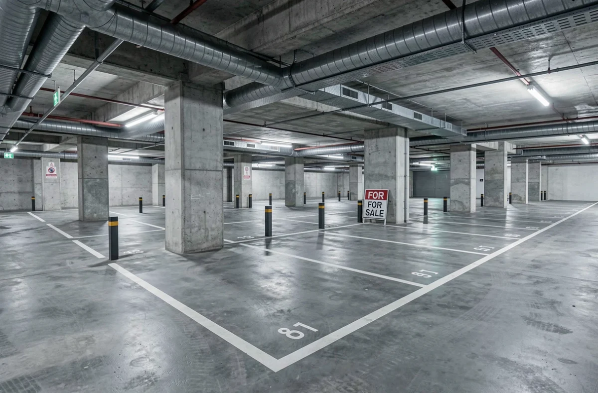 Place de parking souterrain à vendre dans un immeuble résidentiel moderne avec signalétique officielle