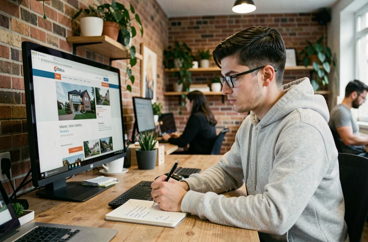 Jeune homme recherchant un appartement en direct sur internet pour éviter les frais d'agence