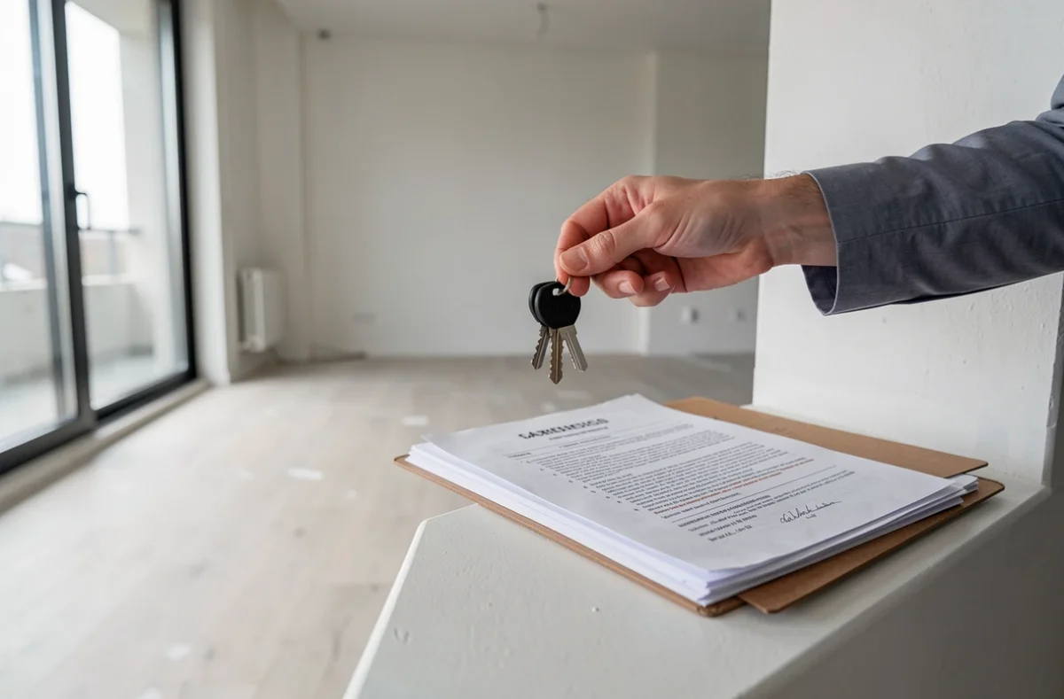 Remise des clés et des documents dans un logement vide après un départ